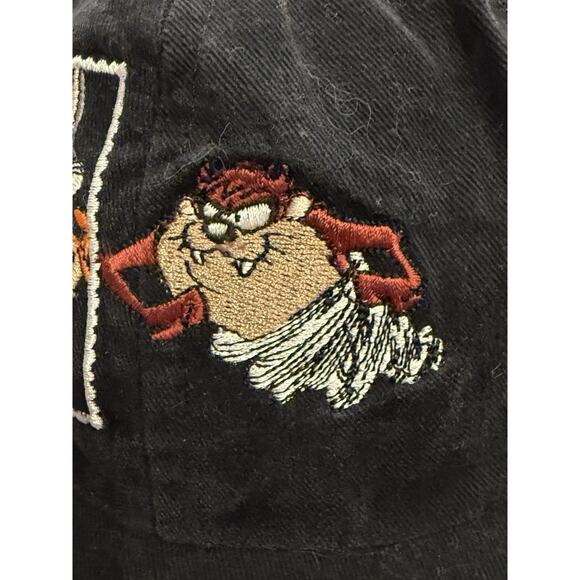 Vintage 90s Bugs Bunny Taz 32c Stamp Black Adjustable Snapback Hat Made In USA - Picture 4 of 10